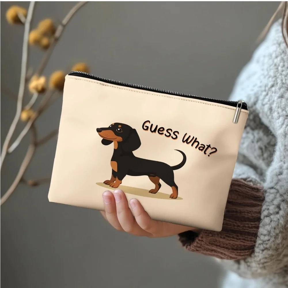 Dachshund Themed Dog Pouch - Cream and Black - Picture 2 of 3